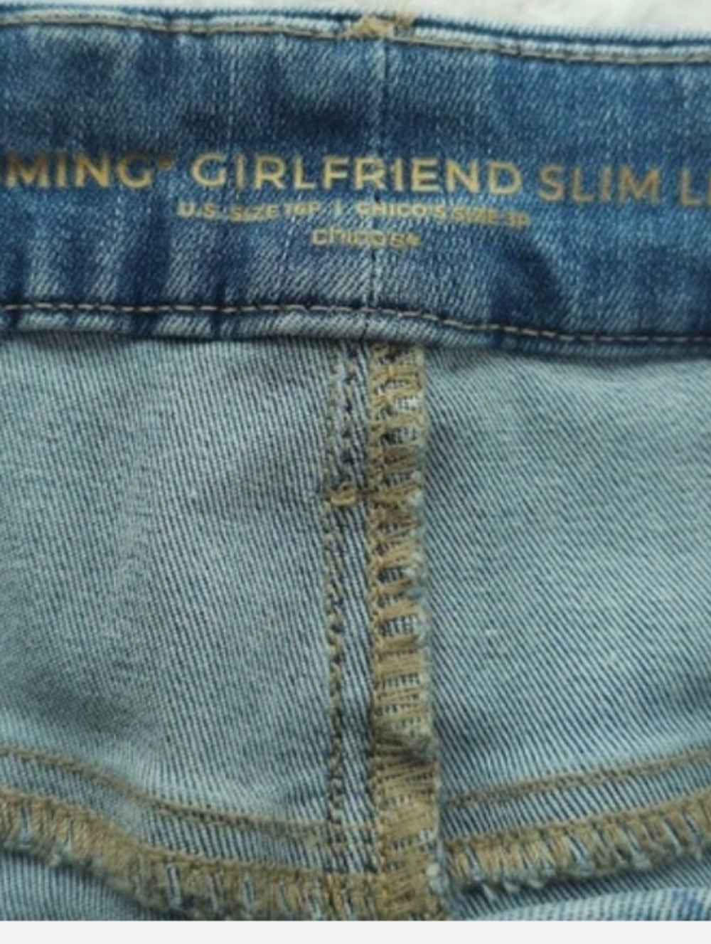 Chicos So Slimming Embellished Hem Girlfriend Crop Ankle Jeans Embellished 16P - Picture 4 of 4